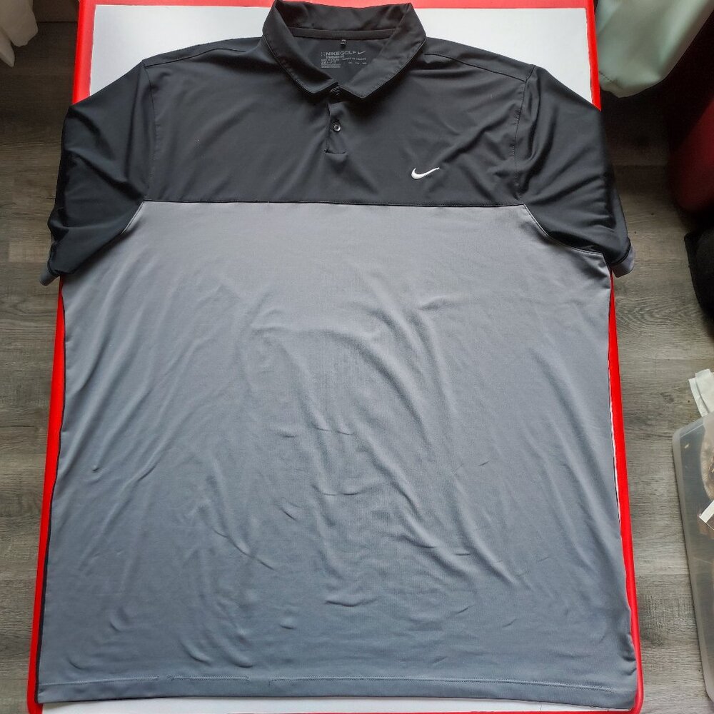 Nike Golf Standard Fit polo shirt men's size 2XL 2 tone grey Dri-Fit